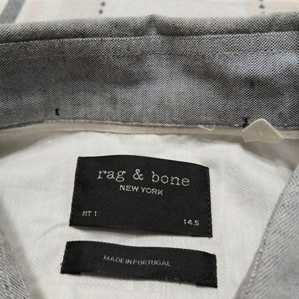 rag&bone Gray Linen Blend Long Sleeve Button Shirt Fit 1 / 14.5" Portugal Made - Picture 2 of 12